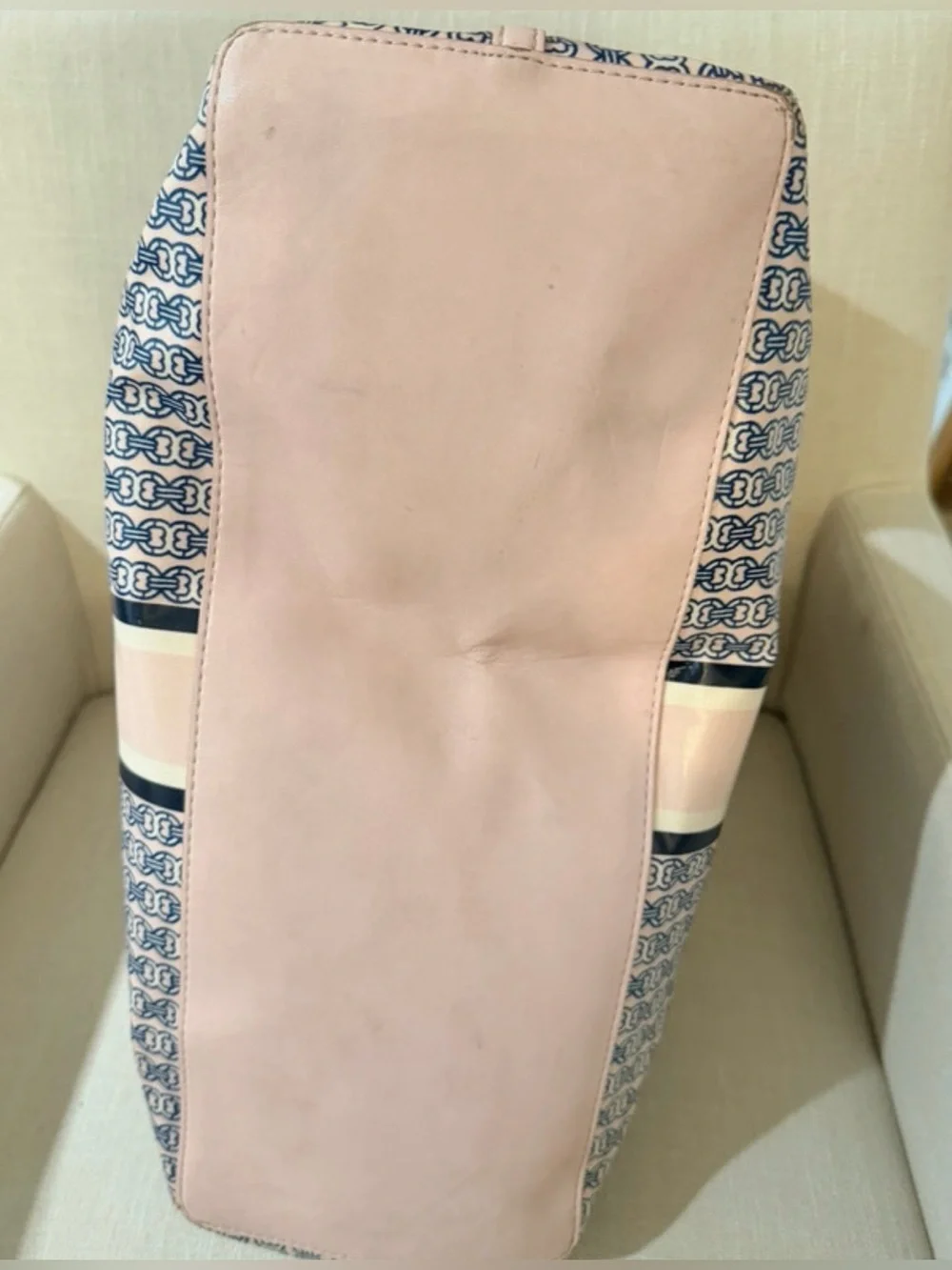 Tory Burch Gemini Link Tote Pink Navy White + Dust Bag